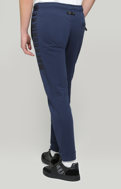 Men's fleece sweatpants with contrast logo, BLUE Men's fleece sweatpants with contrast logo, BLUE, hi-res-1