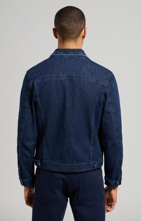 Men's slim fit denim jacket, BLUE DENIM  DARK LAV.4 Men's slim fit denim jacket, BLUE DENIM  DARK LAV.4, hi-res-1