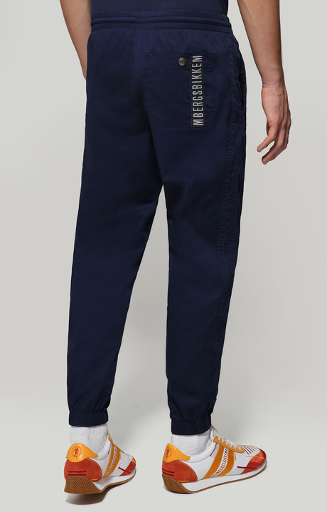 Men's pants with elastic belt, BLUE Men's pants with elastic belt, BLUE, hi-res-1
