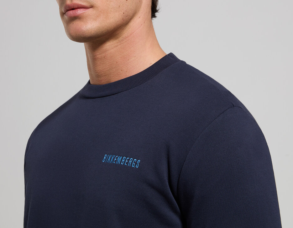 Men's sweatshirt with contrast intarsia, DRESS BLUES Men's sweatshirt with contrast intarsia, DRESS BLUES, hi-res-1