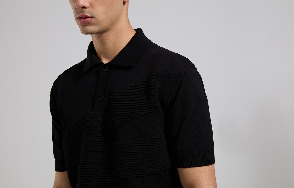 Men's jacquard polo shirt, BLACK Men's jacquard polo shirt, BLACK, hi-res-1