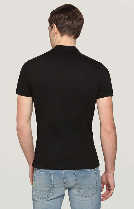 Men's polo shirt with patch applique, BLACK Men's polo shirt with patch applique, BLACK, hi-res-1