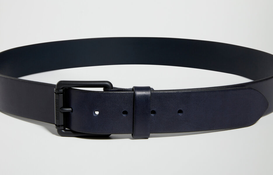 Men's smooth leather belt, BLUE, hi-res-1