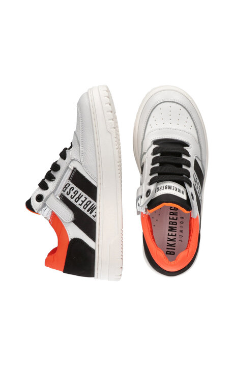 LOW CUT LACE-UP SNEAKER, WHITE/BLACK/ORANGE, hi-res-1