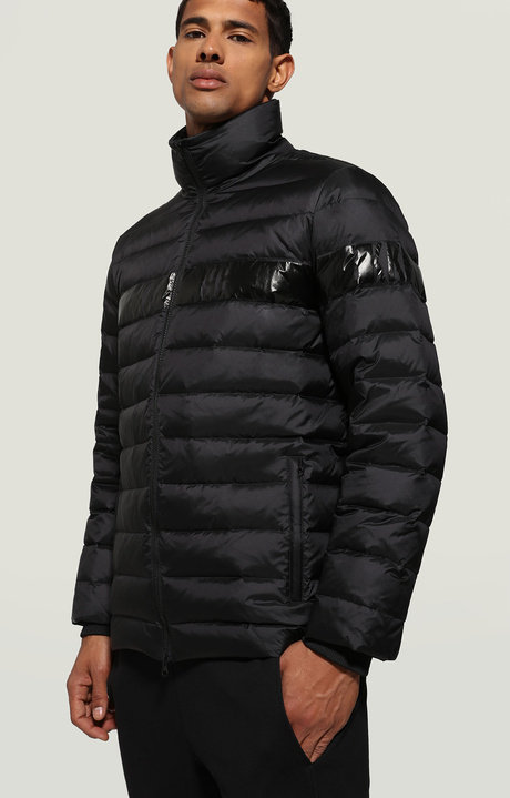 Men's puffer jacket quilted with logo, BLACK Men's puffer jacket quilted with logo, BLACK, hi-res-1