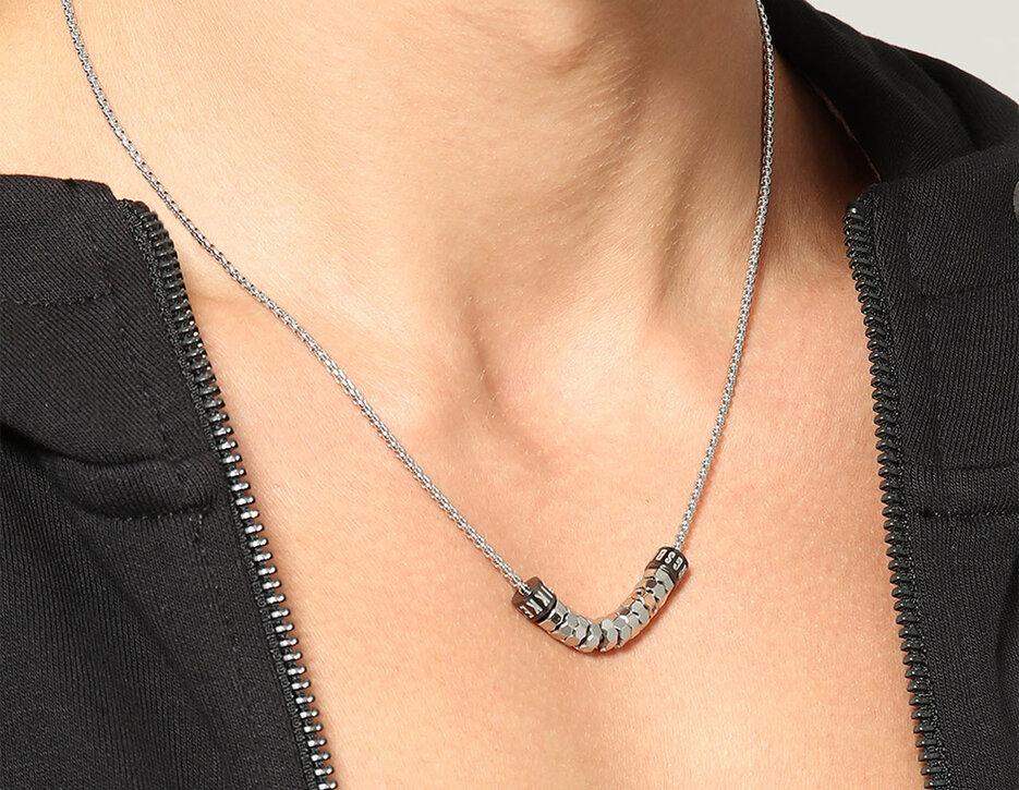 Bikkembergs steel necklace with diamonds, 370 Bikkembergs steel necklace with diamonds, 370, hi-res-1