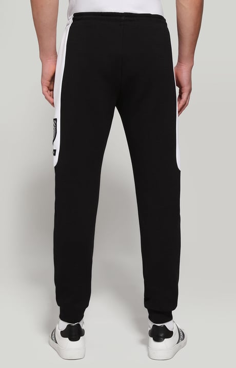 Men's joggers in technical fabric, BLACK/WHITE Men's joggers in technical fabric, BLACK/WHITE, hi-res-1