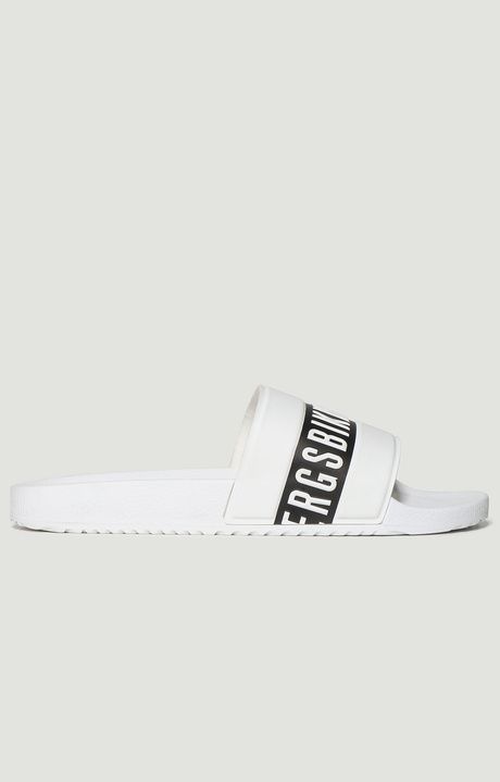 Men's pool slides, WHITE Men's pool slides, WHITE, hi-res-1