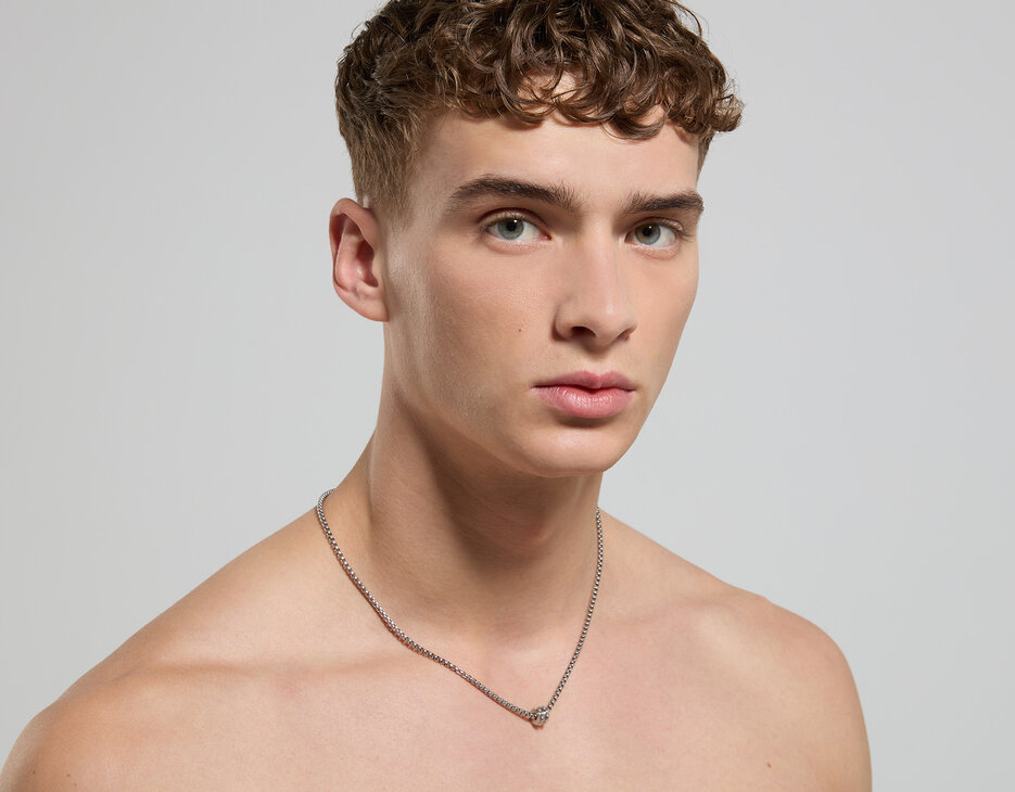 Input men's necklace with diamond, WHITE Input men's necklace with diamond, WHITE, hi-res-1
