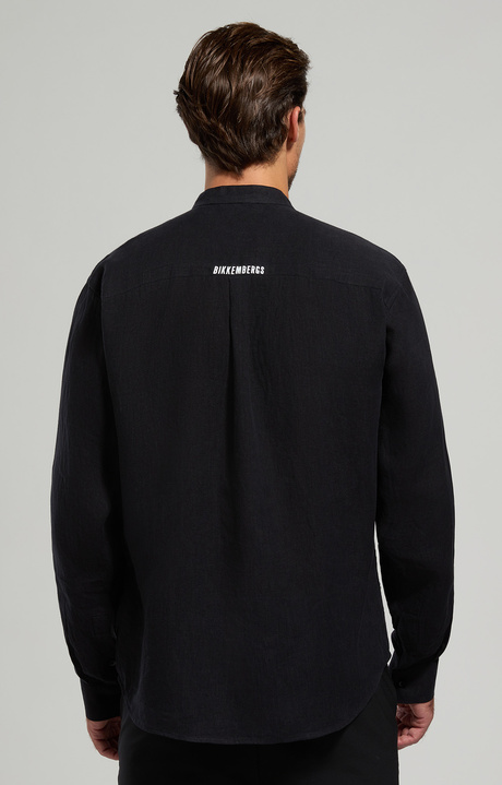 Linen men's shirt, BLACK Linen men's shirt, BLACK, hi-res-1