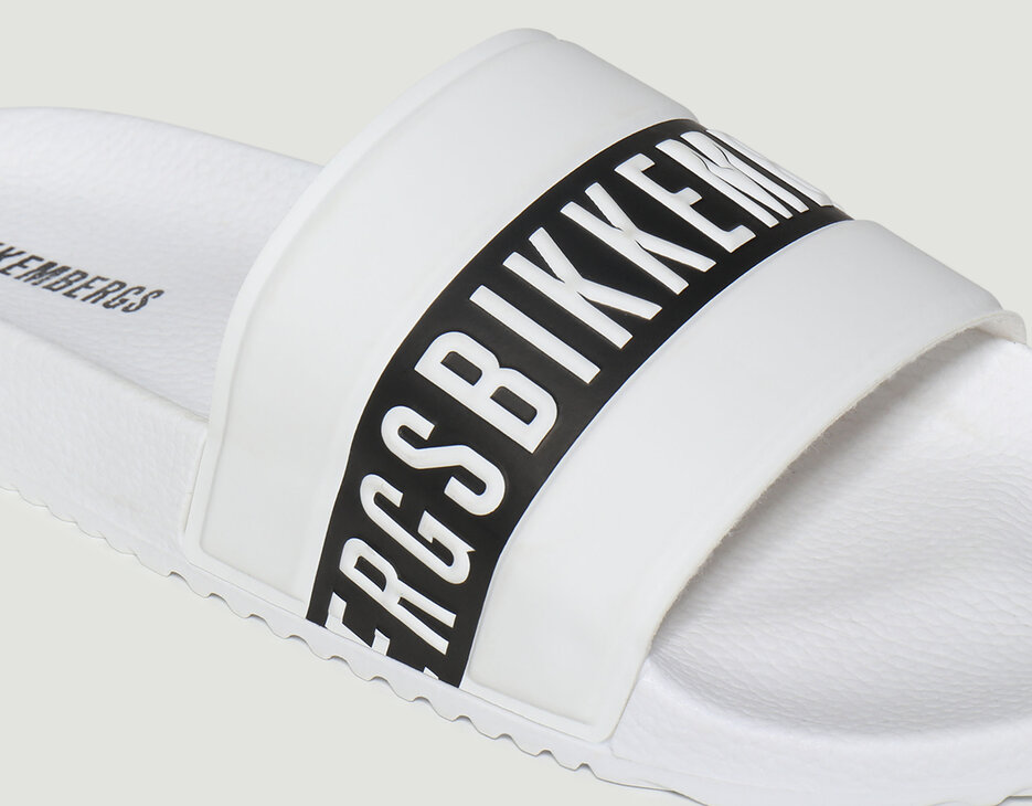 Men's pool slides, WHITE Men's pool slides, WHITE, hi-res-1