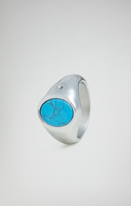 Men's chevalier ring with turquoise, WHITE Men's chevalier ring with turquoise, WHITE, hi-res-1