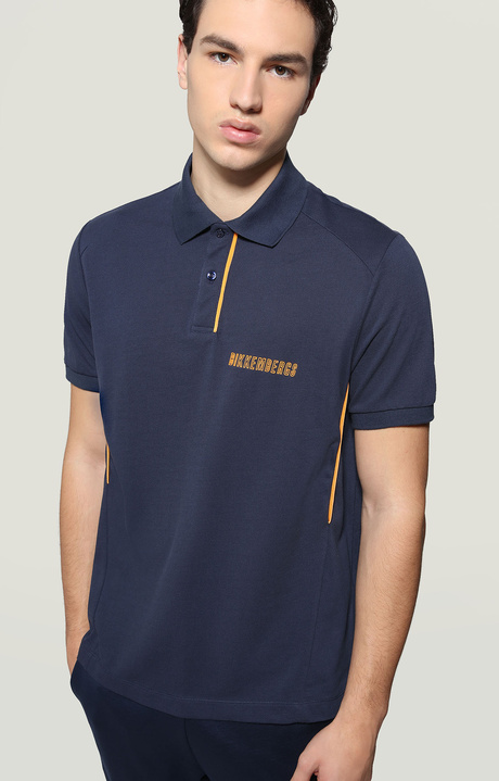 Men's polo shirt with raised logo, BLUE Men's polo shirt with raised logo, BLUE, hi-res-1