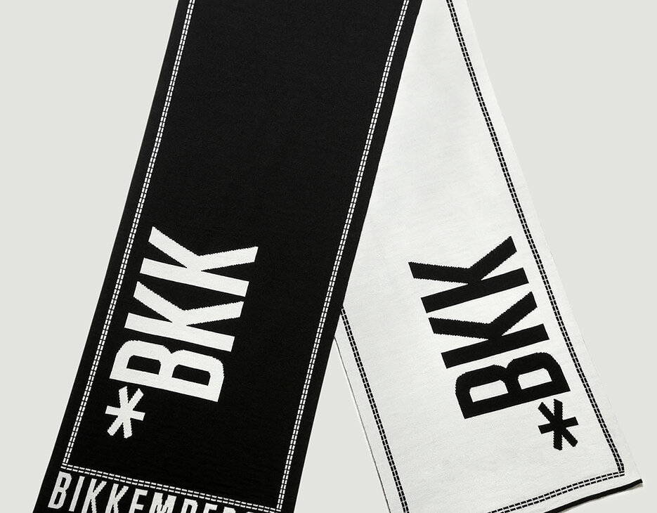 Scarf with contrast logo 35x180 cm, BLACK/WHITE Scarf with contrast logo 35x180 cm, BLACK/WHITE, hi-res-1