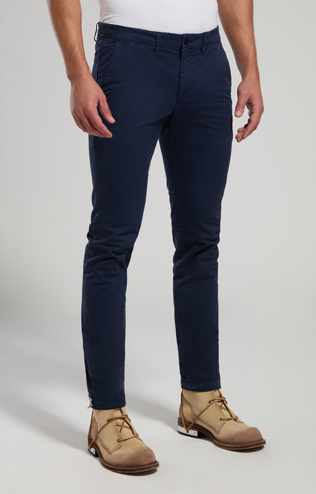 Men's chinos with embroidery, DRESS BLUES, hi-res-1