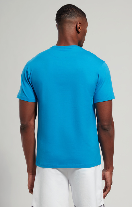 Men's T-shirt with tape print, MEDITERRANIAN BLUE Men's T-shirt with tape print, MEDITERRANIAN BLUE, hi-res-1