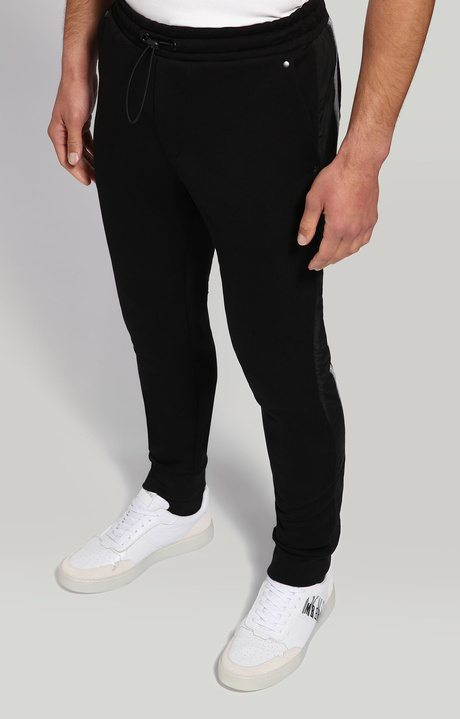 Men's sweatpants with tape, BLACK Men's sweatpants with tape, BLACK, hi-res-1