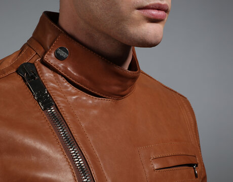GIUBBOTTO PELLE - LEATHER BLOUSON, BROWN, hi-res-1