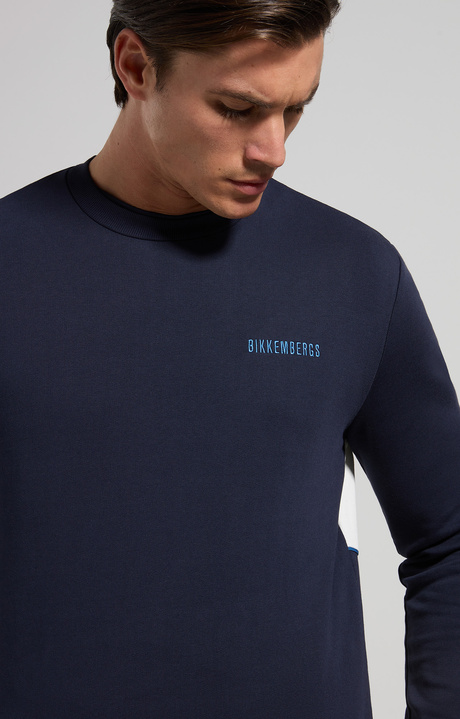 Men's sweatshirt with contrast intarsia, DRESS BLUES Men's sweatshirt with contrast intarsia, DRESS BLUES, hi-res-1