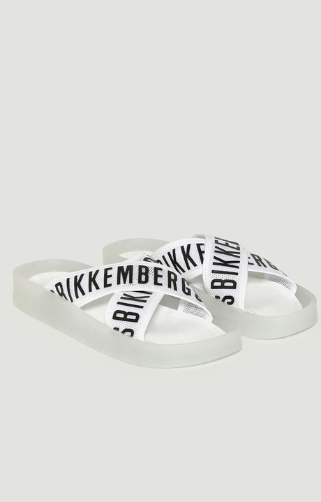 Women's sandals with criss-cross bands, WHITE Women's sandals with criss-cross bands, WHITE, hi-res-1
