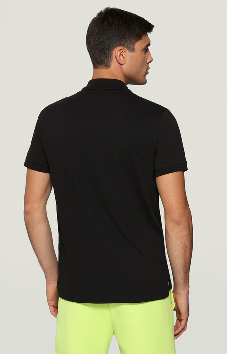 Men's polo shirt with textured print, BLACK Men's polo shirt with textured print, BLACK, hi-res-1