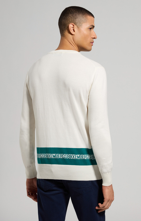 Men's pullover with striped detail, MARSHMALLOW Men's pullover with striped detail, MARSHMALLOW, hi-res-1