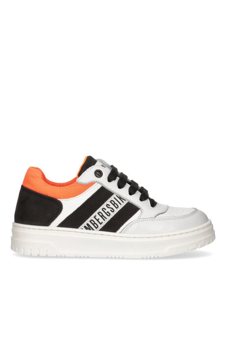 LOW CUT LACE-UP SNEAKER, WHITE/BLACK/ORANGE, hi-res-1