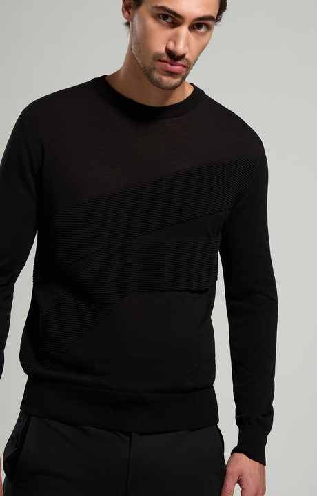 Men's jacquard pullover, BLACK Men's jacquard pullover, BLACK, hi-res-1