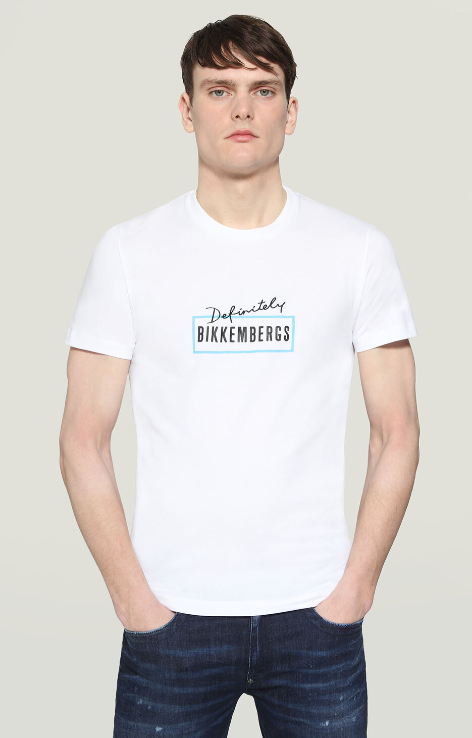 Men's T-shirt with Bikkembergs print, OPTICAL WHITE Men's T-shirt with Bikkembergs print, OPTICAL WHITE, hi-res-1