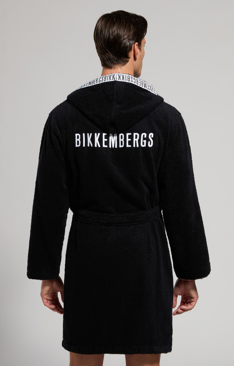 Cotton men's robe, BLACK Cotton men's robe, BLACK, hi-res-1