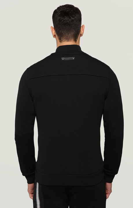 Men's fleece jacket with nylon inserts, BLACK Men's fleece jacket with nylon inserts, BLACK, hi-res-1