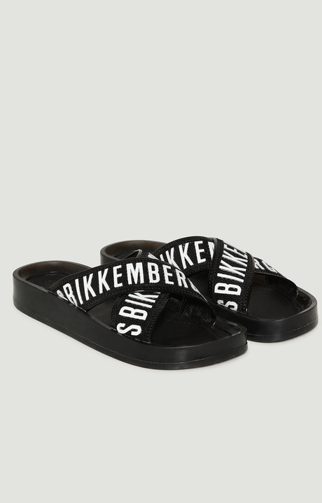 Women's sandals with criss-cross bands, BLACK Women's sandals with criss-cross bands, BLACK, hi-res-1
