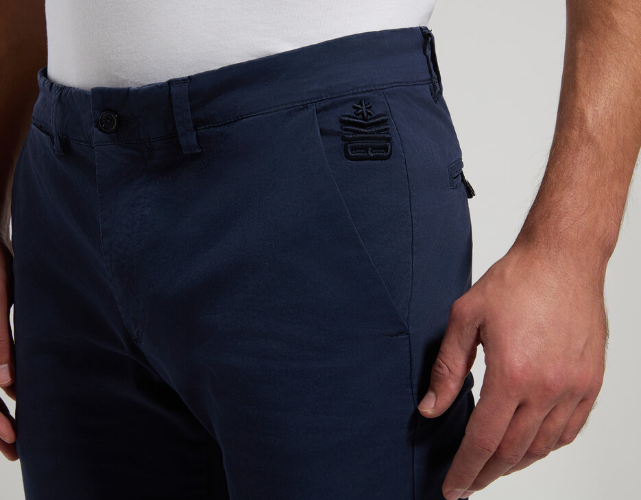 Men's chinos with embroidery, DRESS BLUES Men's chinos with embroidery, DRESS BLUES, hi-res-1