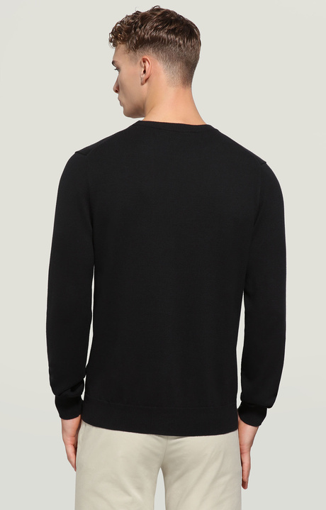 Men's sweater with intarsia, BLACK Men's sweater with intarsia, BLACK, hi-res-1