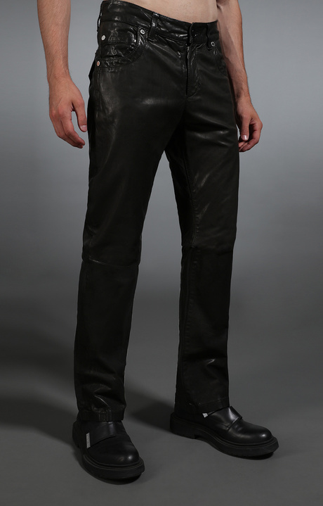 Men's black leather jeans, BLACK Men's black leather jeans, BLACK, hi-res-1