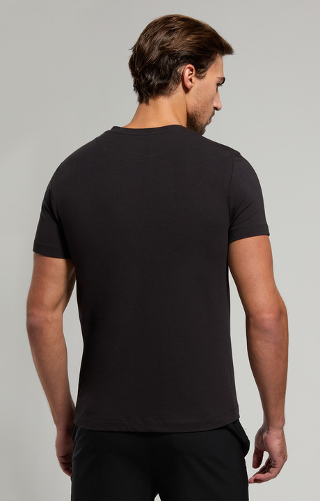 Men's T-shirt with fluo print, BLACK, hi-res-1