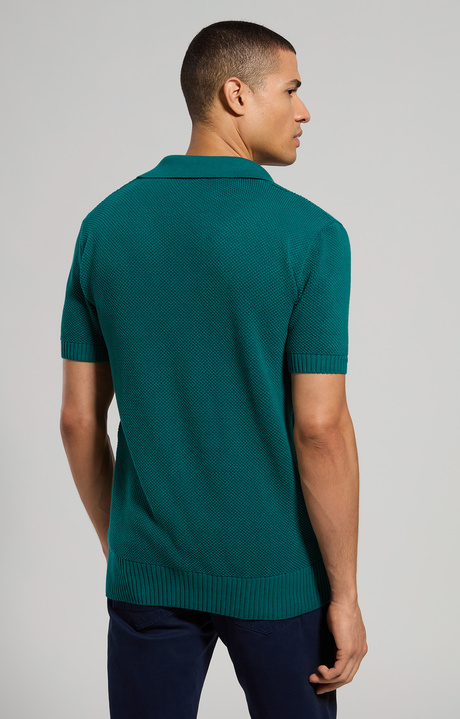 Men's open knit polo shirt, EVERGLADE Men's open knit polo shirt, EVERGLADE, hi-res-1