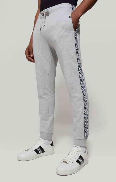 Men's joggers with double tape, MELANGE CREAM WHITE Men's joggers with double tape, MELANGE CREAM WHITE, hi-res-1