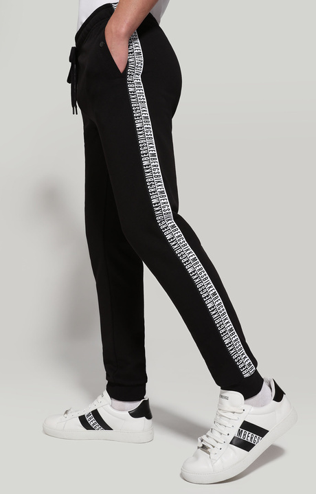 Men's joggers with double tape, BLACK Men's joggers with double tape, BLACK, hi-res-1