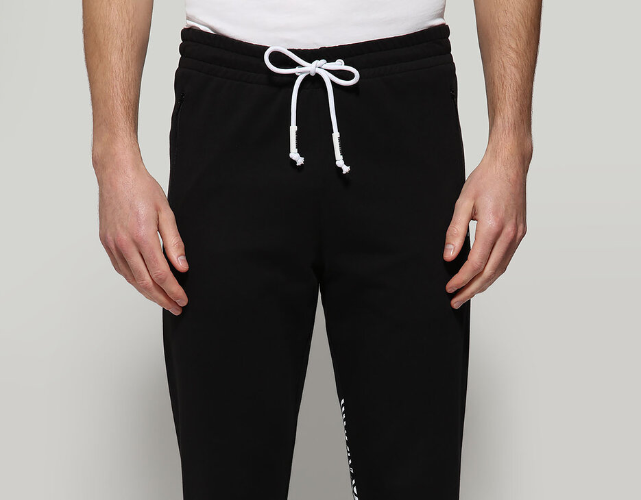 Men's sweatpants with diagonal print, BLACK Men's sweatpants with diagonal print, BLACK, hi-res-1