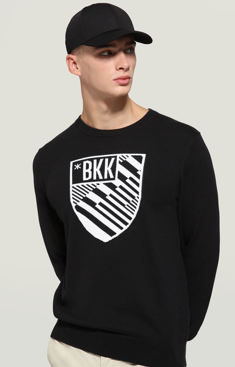 Men's sweater with intarsia, BLACK Men's sweater with intarsia, BLACK, hi-res-1