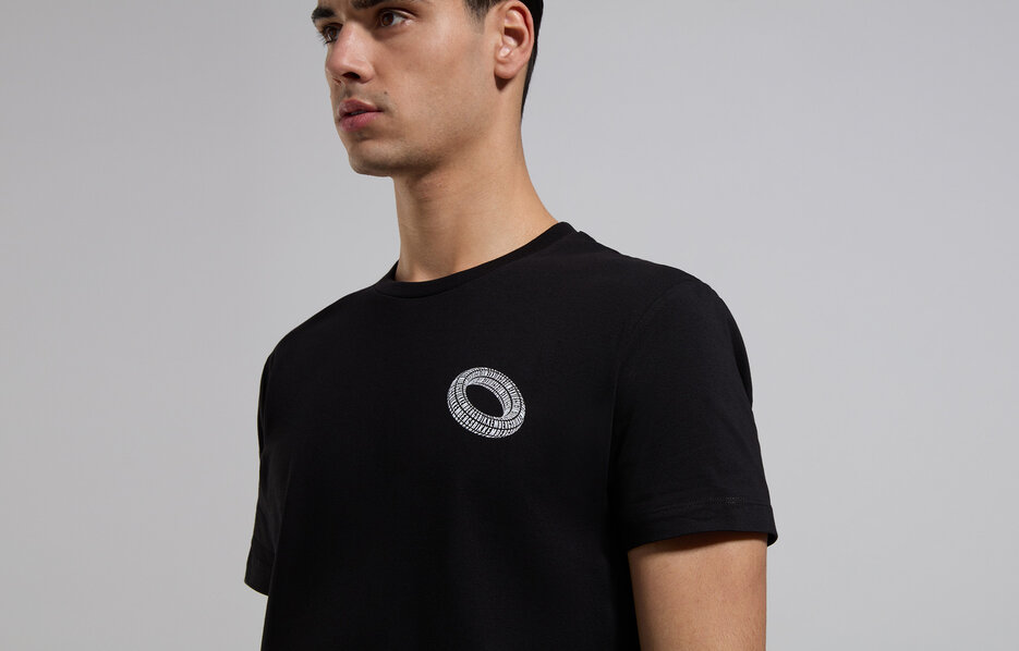 Men's T-shirt with printed back, BLACK Men's T-shirt with printed back, BLACK, hi-res-1