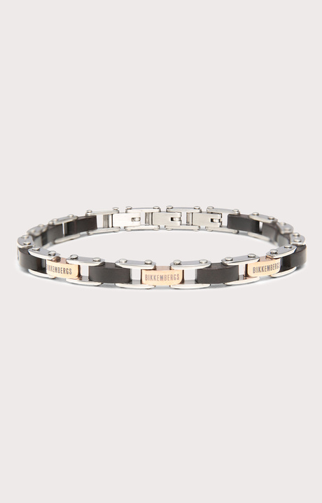 Men's bracelet in ebony and steel, WHITE/ROSE Men's bracelet in ebony and steel, WHITE/ROSE, hi-res-1
