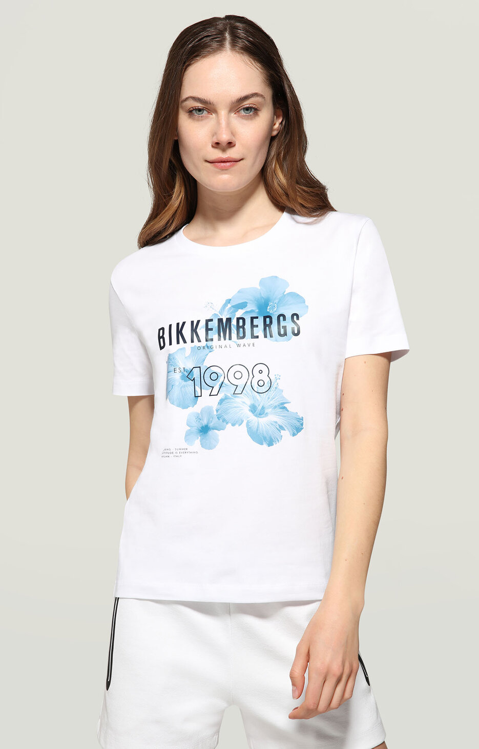 Women's T-shirt with floral print, OPTICAL WHITE Women's T-shirt with floral print, OPTICAL WHITE, hi-res-1