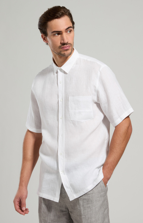 Embroidered linen men's shirt, OFF WHITE, hi-res-1