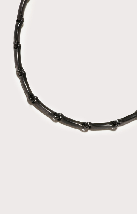 Men's necklace with hammered effect, DARK GREY Men's necklace with hammered effect, DARK GREY, hi-res-1