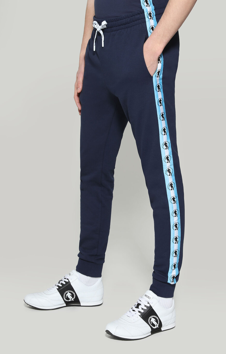 Men's sweatpants with tape, BLUE Men's sweatpants with tape, BLUE, hi-res-1