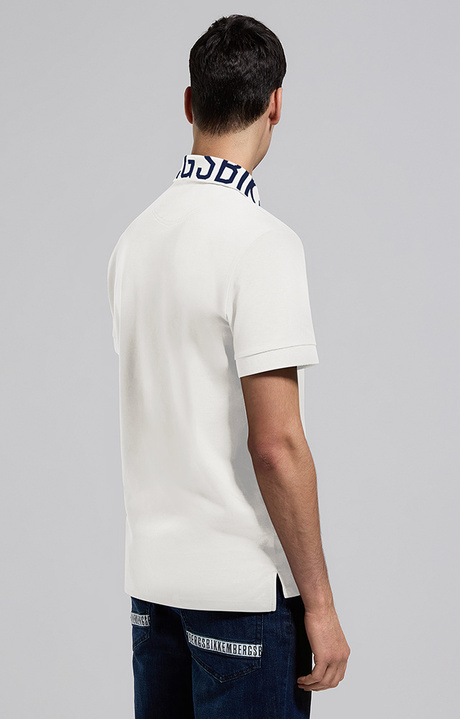 Men's polo shirt with logo collar, WHITE Men's polo shirt with logo collar, WHITE, hi-res-1