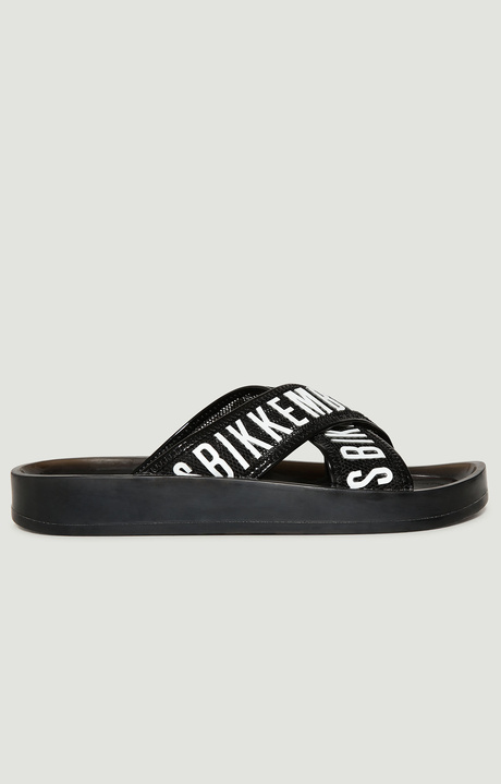 Women's sandals with criss-cross bands, BLACK Women's sandals with criss-cross bands, BLACK, hi-res-1