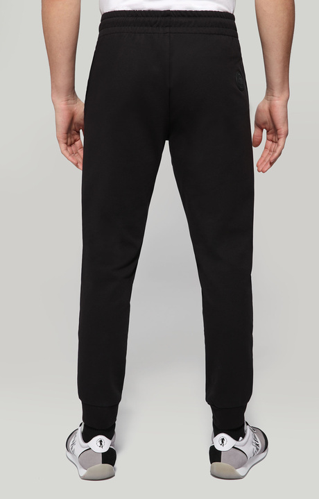 Sweatpants with rubberized patch, BLACK Sweatpants with rubberized patch, BLACK, hi-res-1